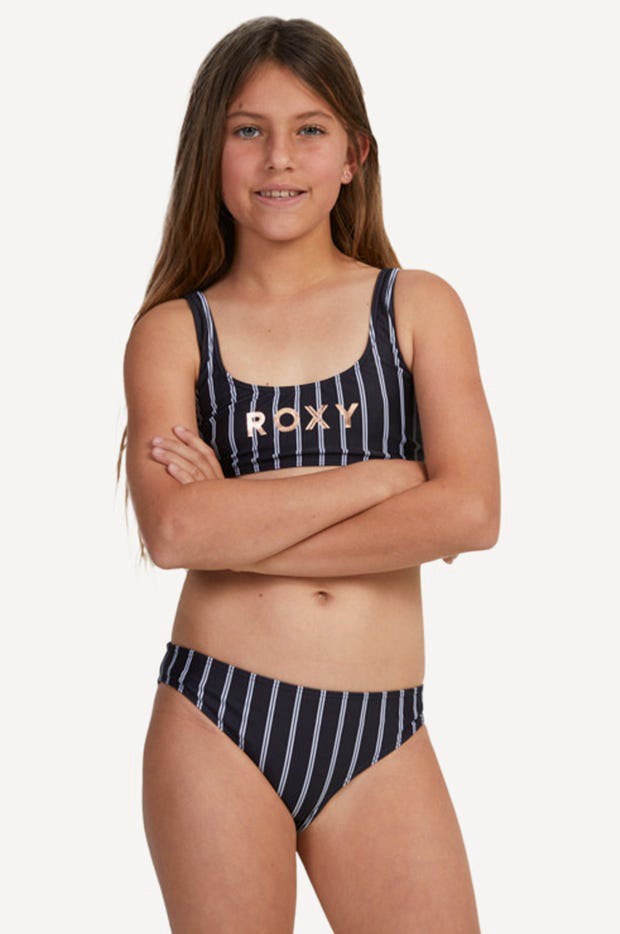 Girls Stripe Swim For Good Time Crop Set