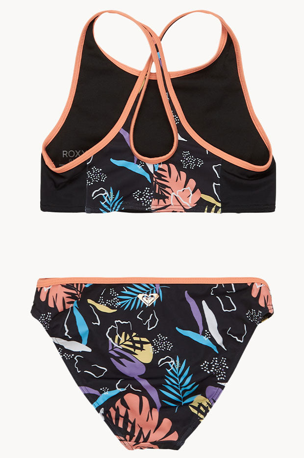 Roxy - Girls Active Crop Set - Black/Multi | Swimwear Galore AU