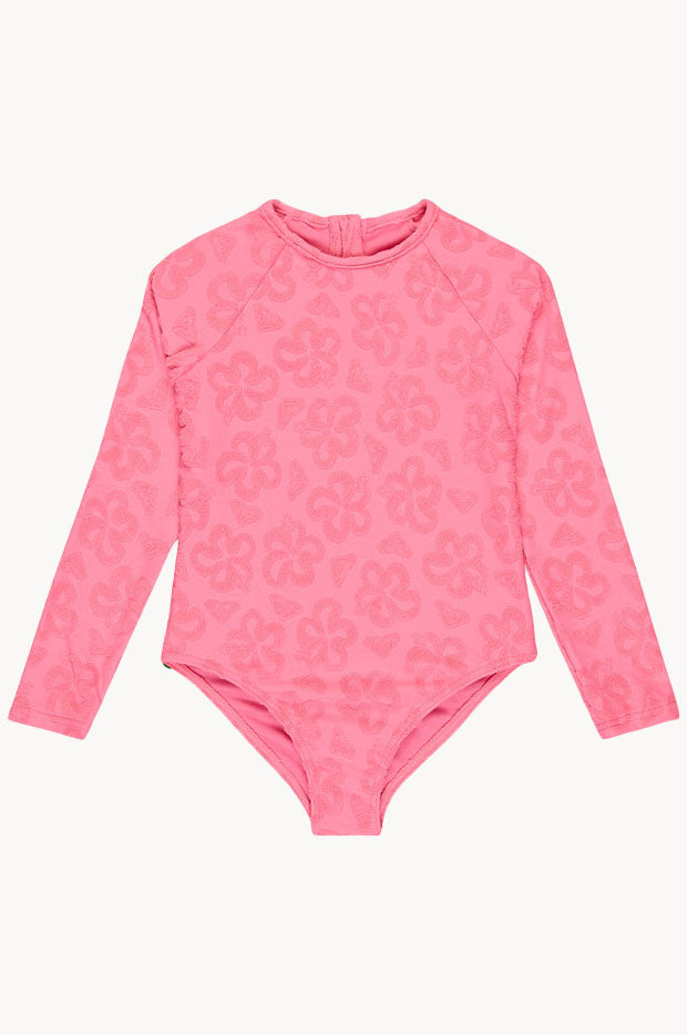 Girls Flip Flower Long Sleeve Sunsuit