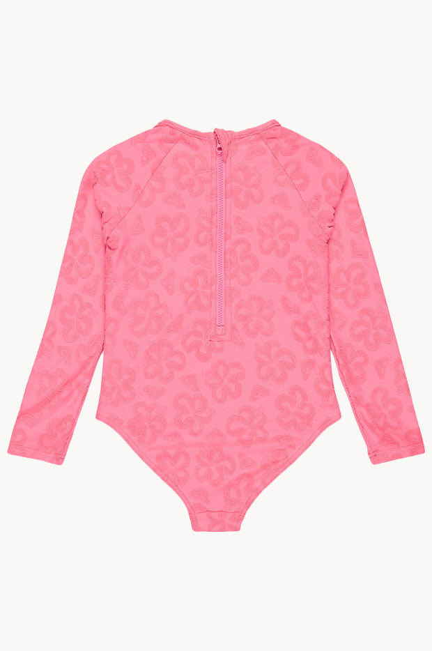 Girls Flip Flower Long Sleeve Sunsuit