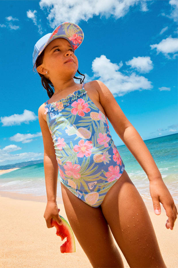 Roxy One Piece Swimsuit With Cap Sleeves Roxy Girls Tropical Story