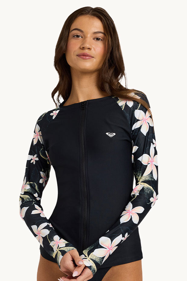 Hibiscus Basic Mix Long Sleeve Zip Suntop