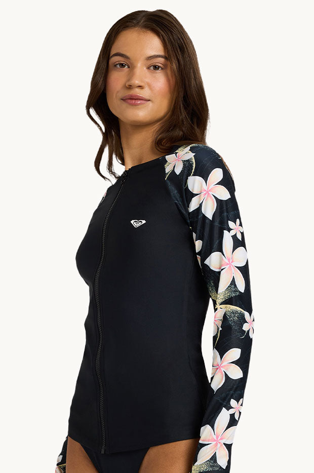 Hibiscus Basic Mix Long Sleeve Zip Suntop