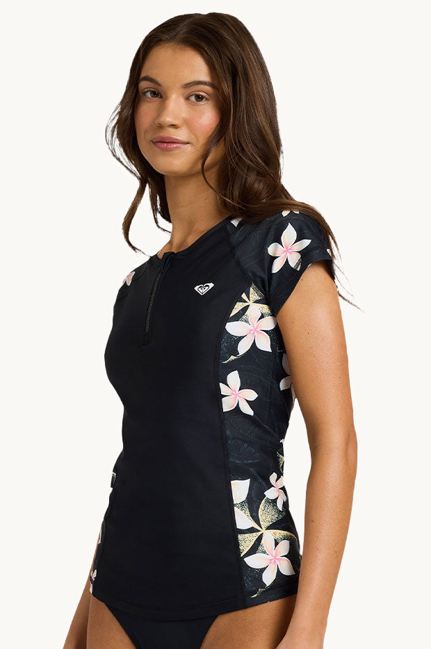 Hibiscus Cap Sleeve Half Zip Suntop