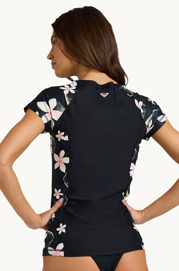 Hibiscus Cap Sleeve Half Zip Suntop