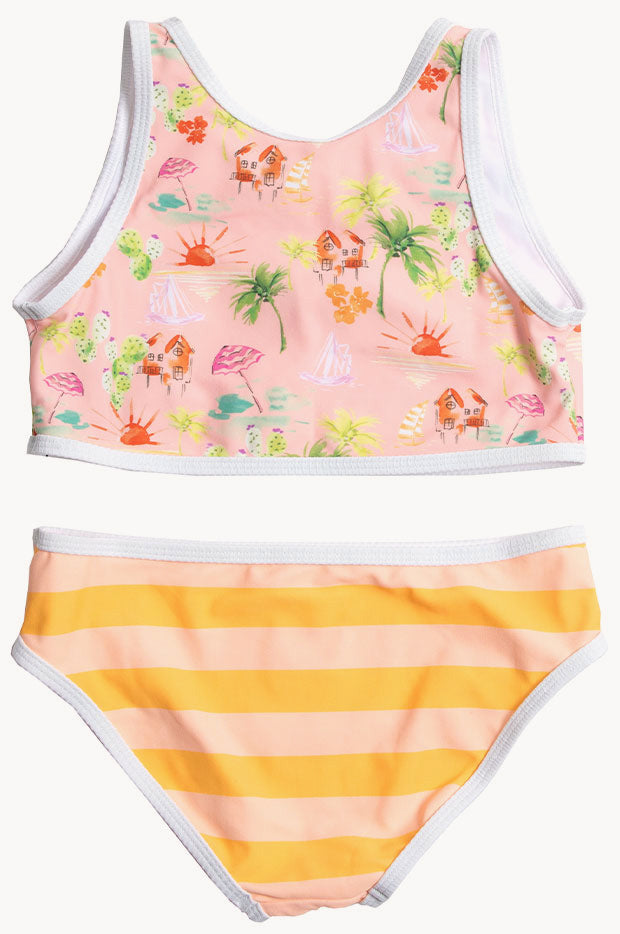 Rip Curl Toddler Girls Vacation Club High Neck Crop Set Coral Pink