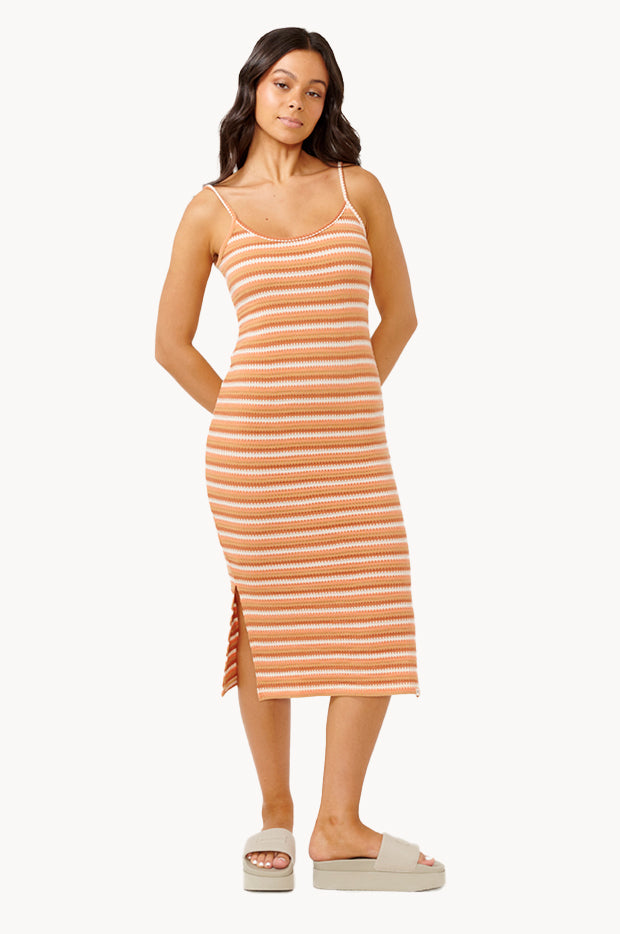 Rip Curl - Bobbie Stripe Midi Dress - Peach | Swimwear Galore AU
