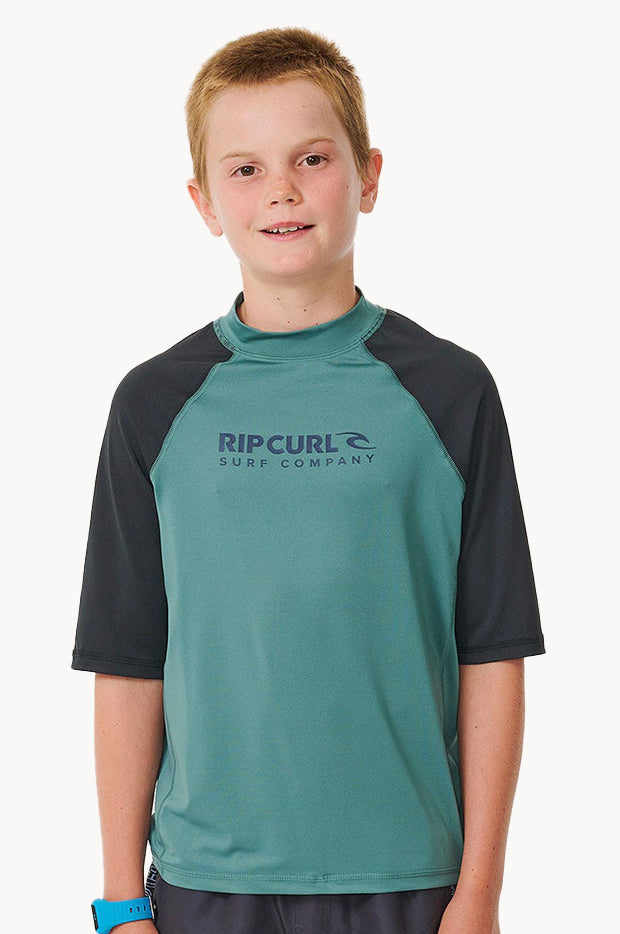 Bluestone Rip Rip Curl - Boys Shock Short Sleeve Suntop - Bluestone | Swimwear Galore US