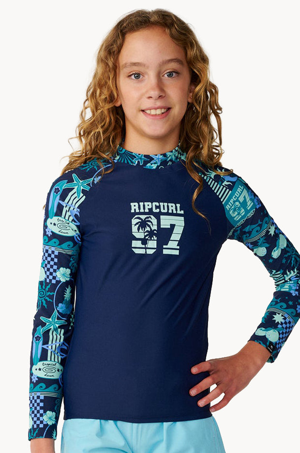 Girls Splice Costa Del Sol Long Sleeve Suntop