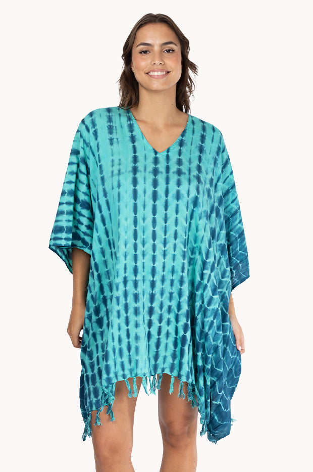 Crackle Tie Dye V Neck Cover Up