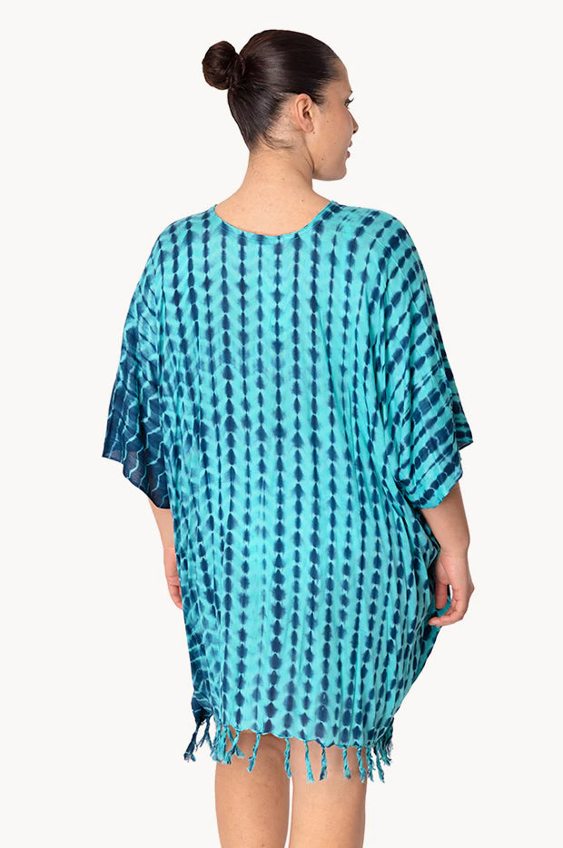 Crackle Tie Dye V Neck Cover Up