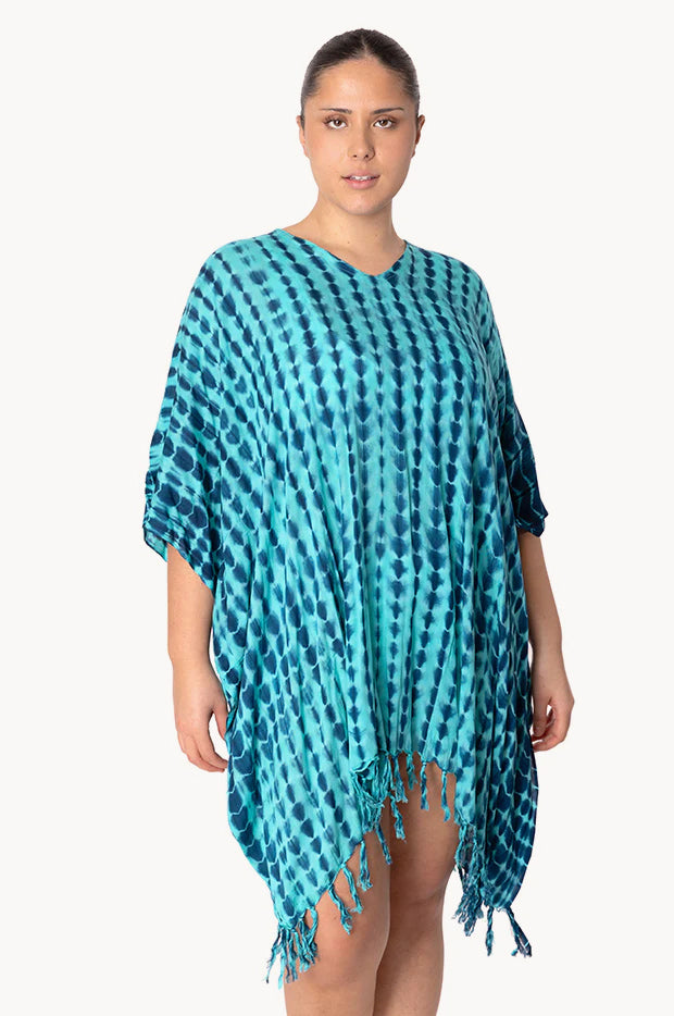 Crackle Tie Dye V Neck Cover Up