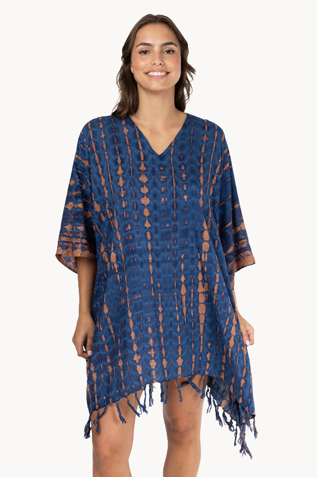 Crackle Tie Dye V Neck Cover Up