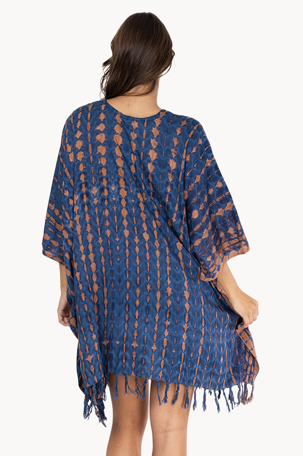 Crackle Tie Dye V Neck Cover Up