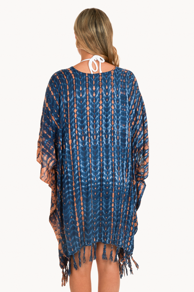 Crackle Tie Dye V Neck Cover Up