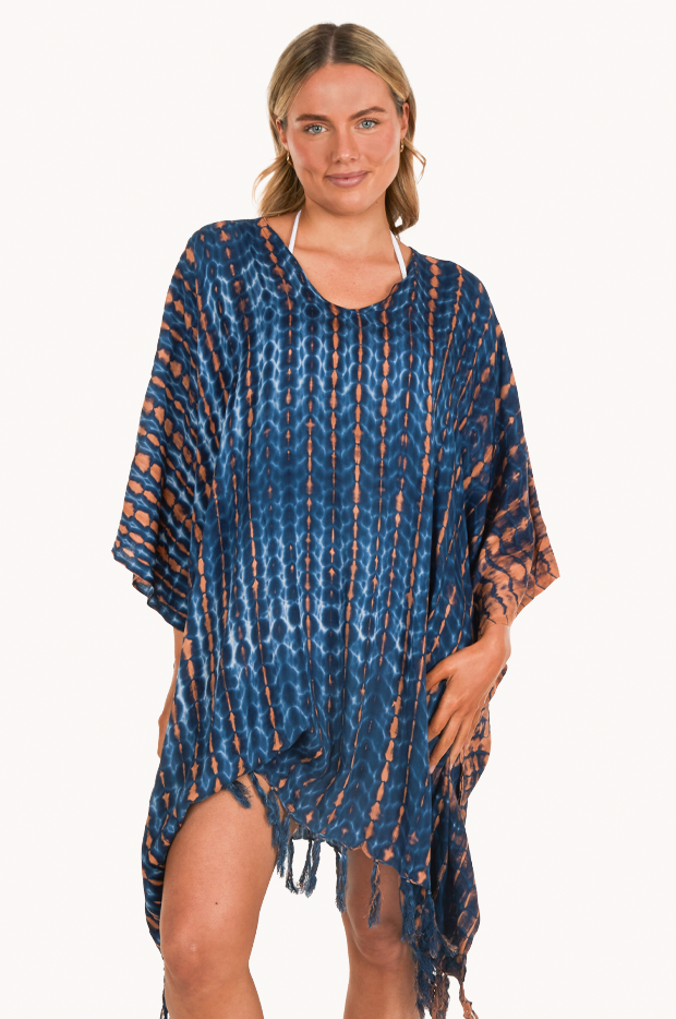 Crackle Tie Dye V Neck Cover Up