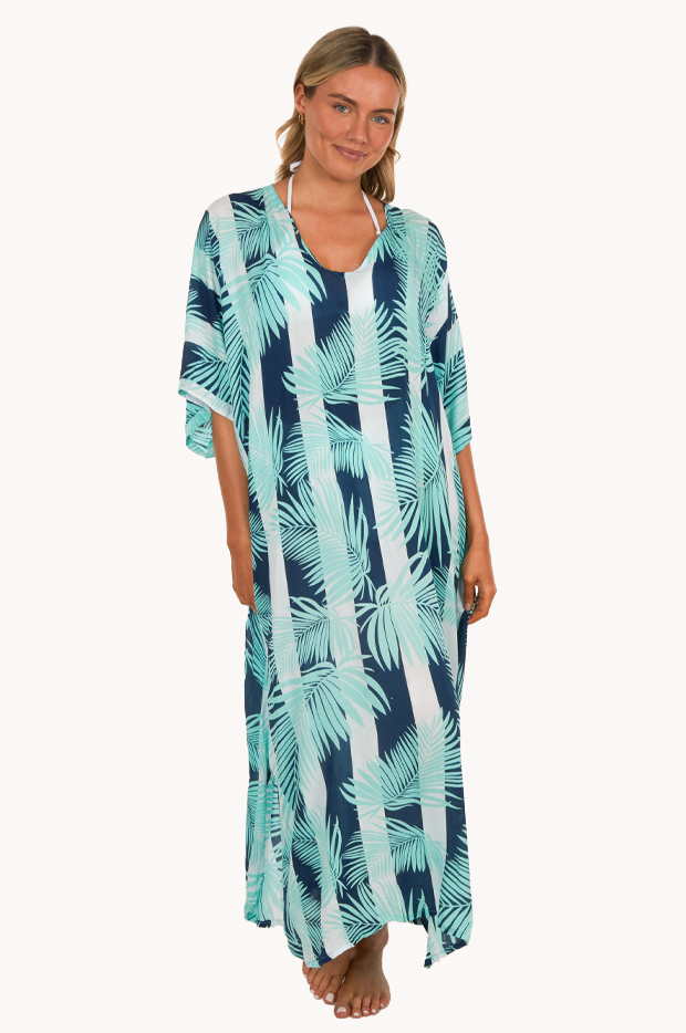 Stripe Leaf Long Kaftan