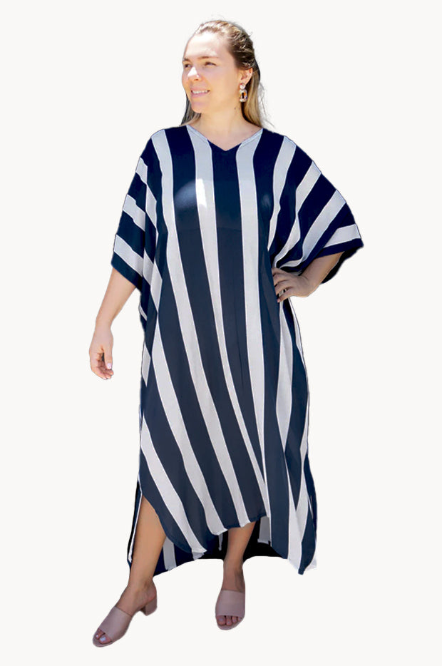 Stripe Leaf Long Kaftan