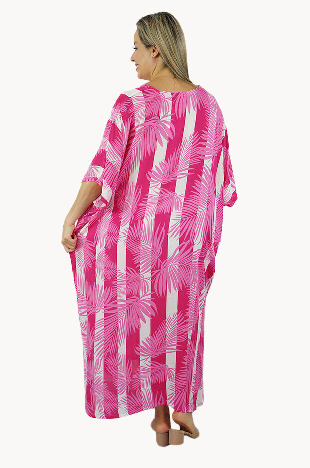 Stripe Leaf Long Kaftan