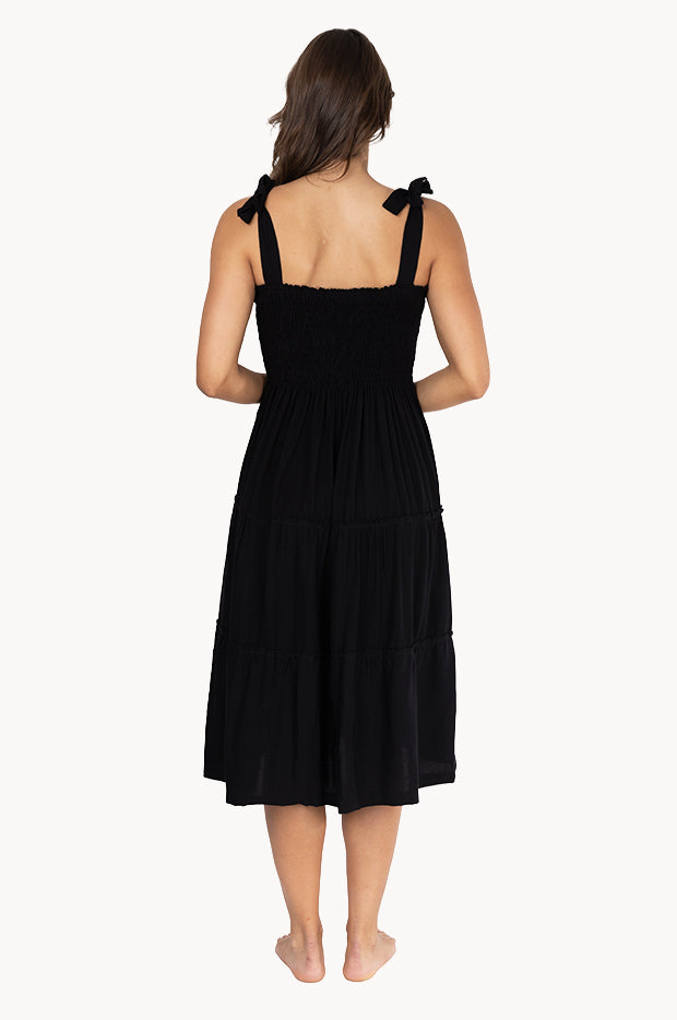 Plain Tie Up Smock Dress