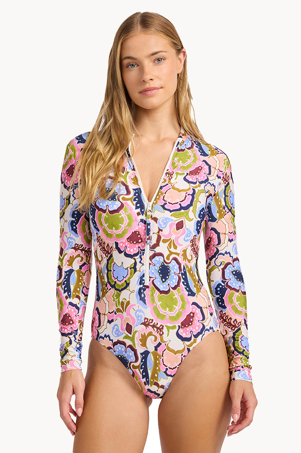Sea Blossom Zip Front Sunsuit