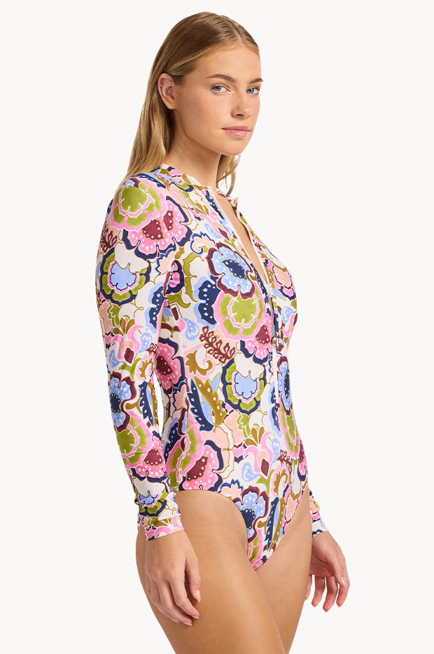 Sea Blossom Zip Front Sunsuit