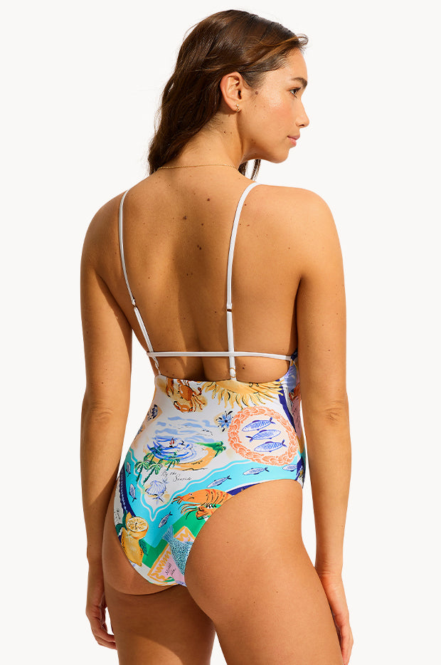 Wish You Were Here V Neck One Piece
