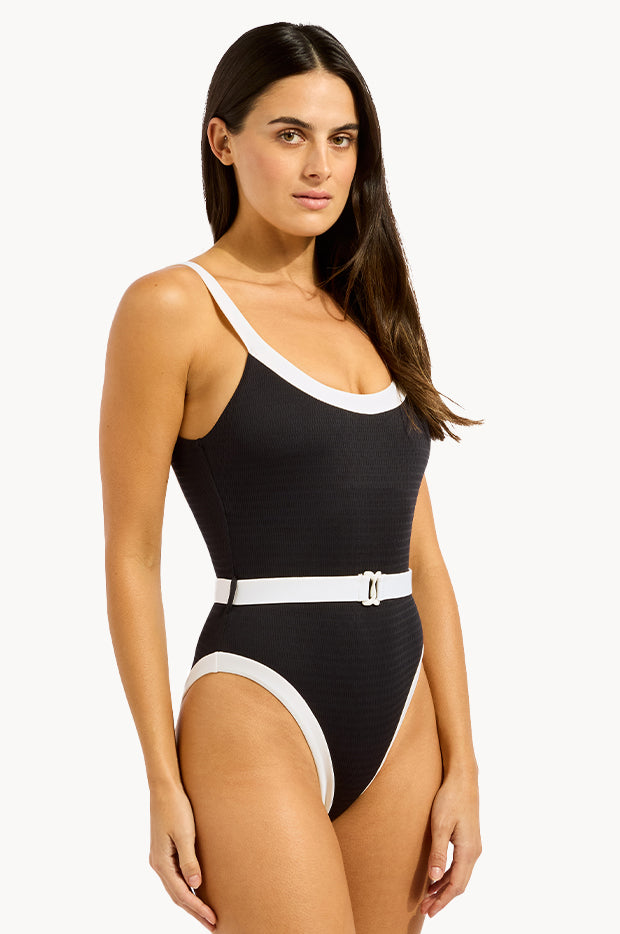 Bandwave Belted Retro Tank One Piece