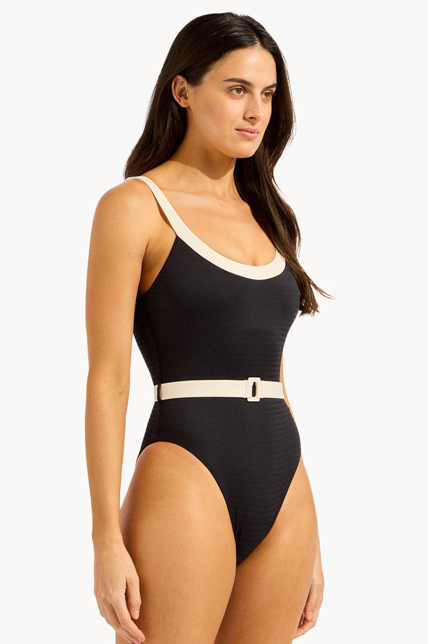 Bandwave Belted Retro Tank One Piece