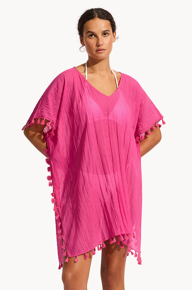 Seafolly Amnesia kaftan van katoen • Indigo • de Bijenkorf
