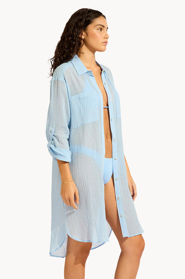 Crinkle Twill Beach Shirt