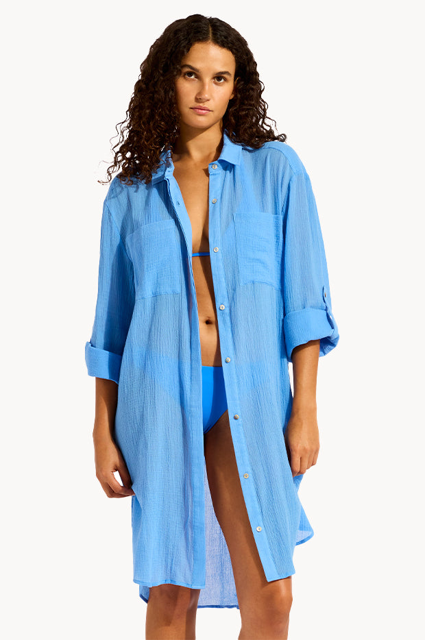 Crinkle Twill Beach Shirt