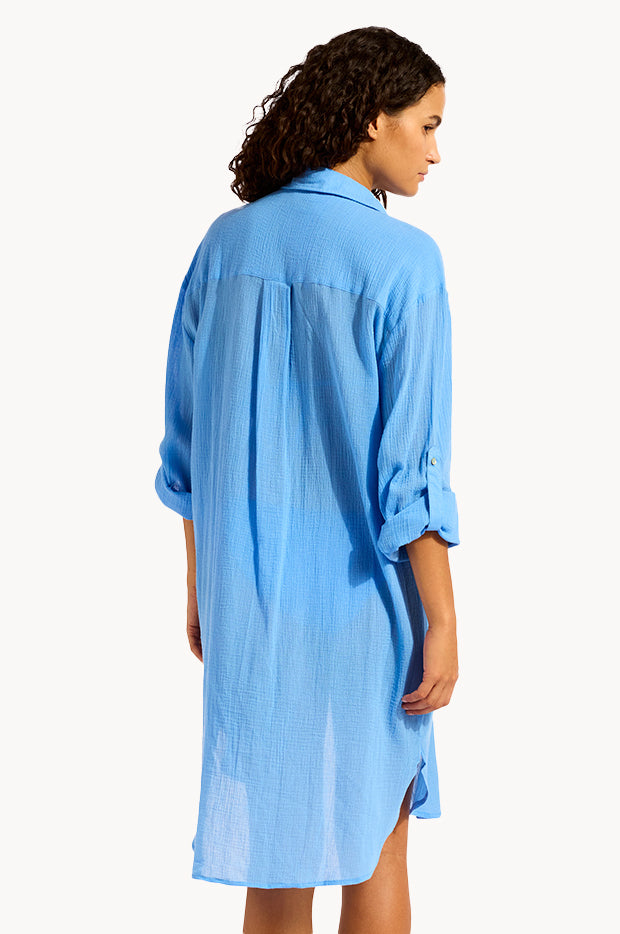 Crinkle Twill Beach Shirt