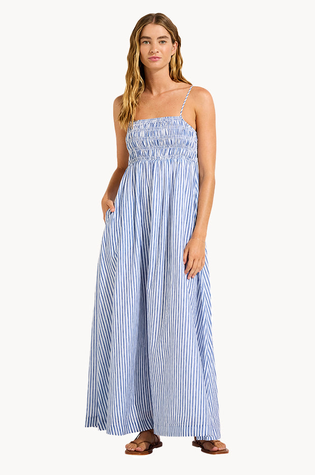 Shirred Midi Dress