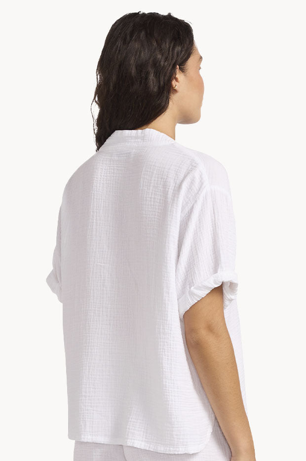 Double Gauze V Neck Top