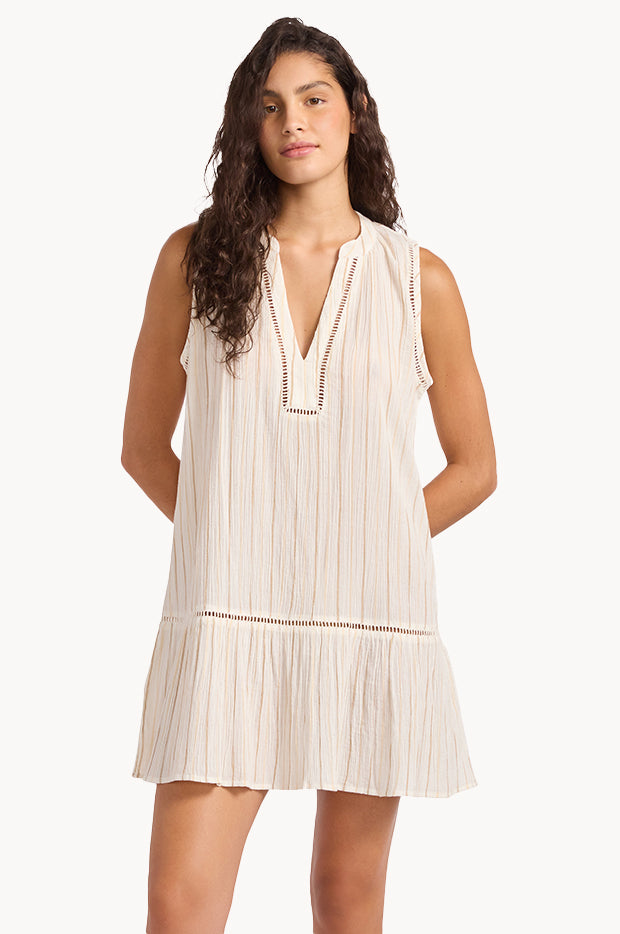 Stripe Ladder Ruffle Dress