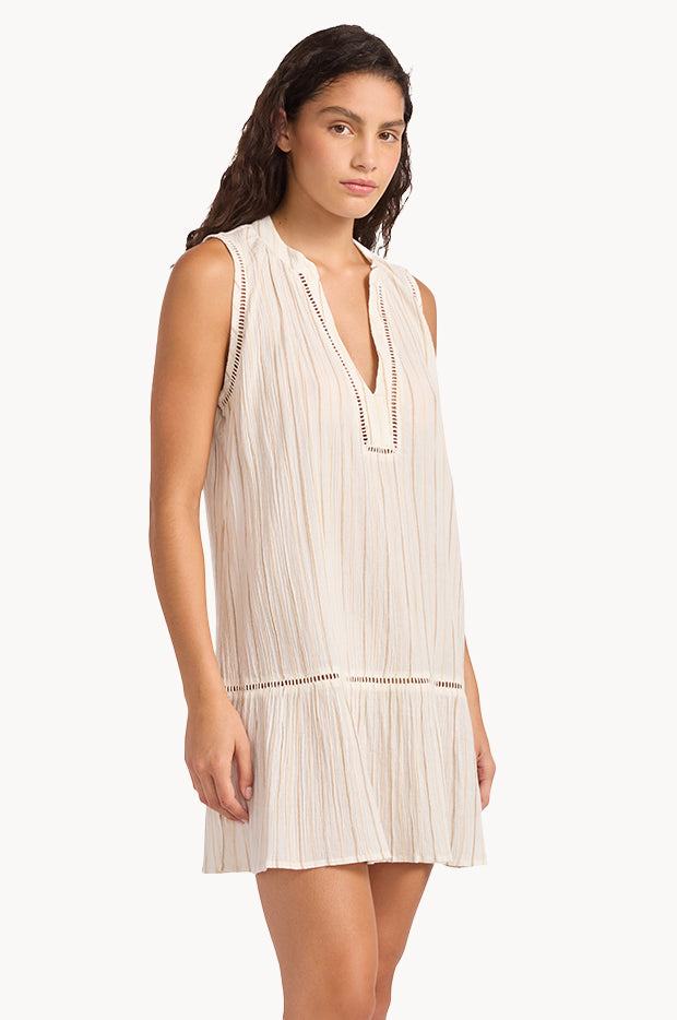 Stripe Ladder Ruffle Dress