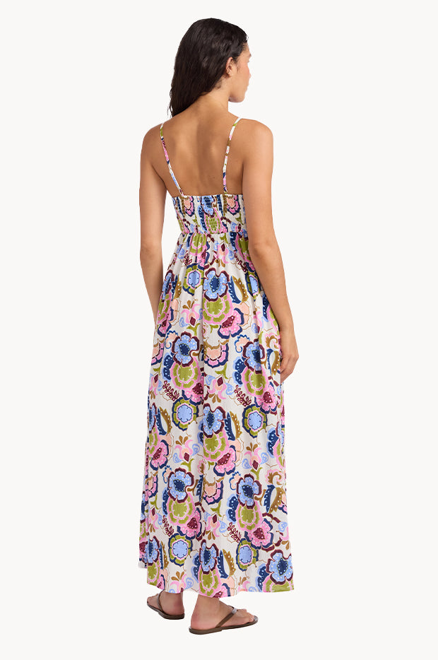 Sea Blossom Gathered Midi Dress