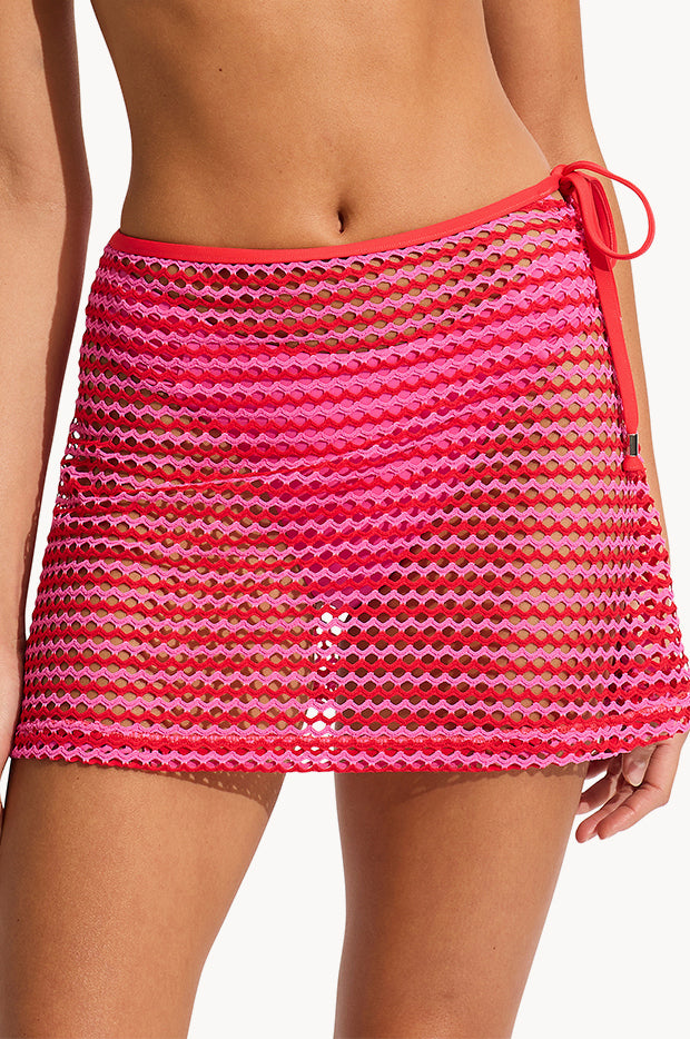Seafolly Mesh Effect A-line Skirt Chilli Red Swimwear Galore NZ