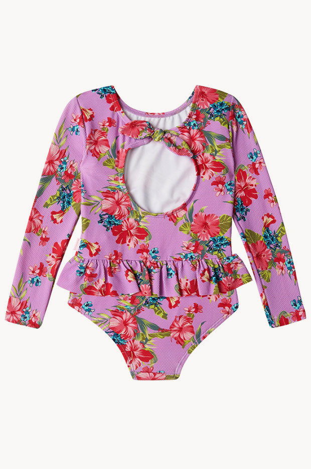 Girls Honolulu Frill Long Sleeve Sunsuit