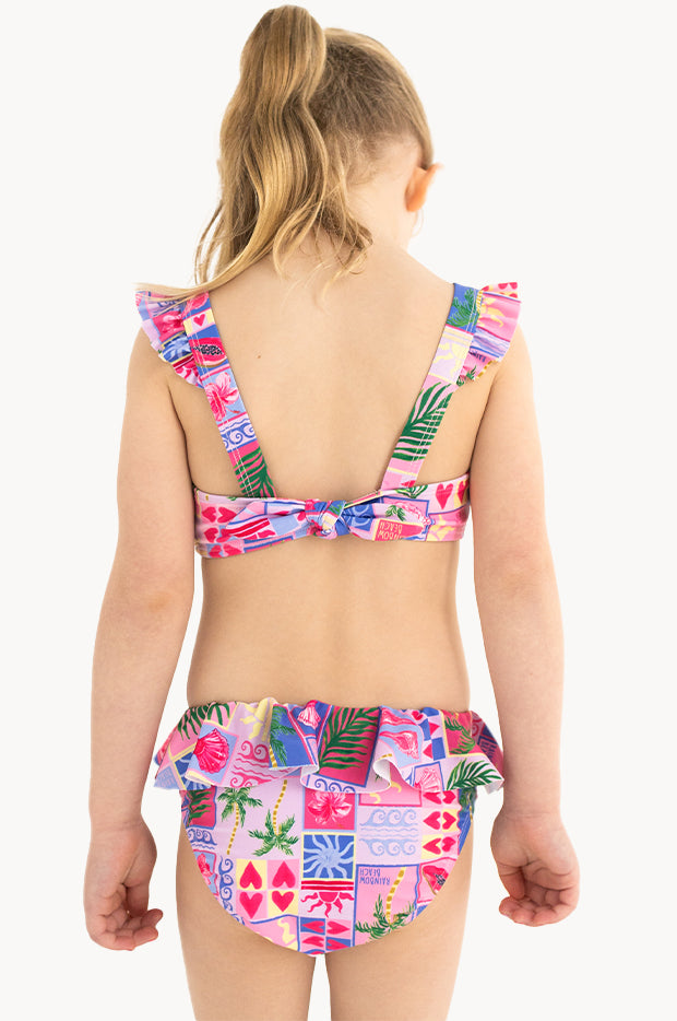 Girls Rainbow Beach Frill Crop Set