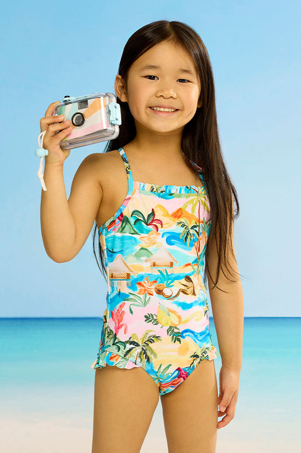 Girls South Pacific Frill One Piece