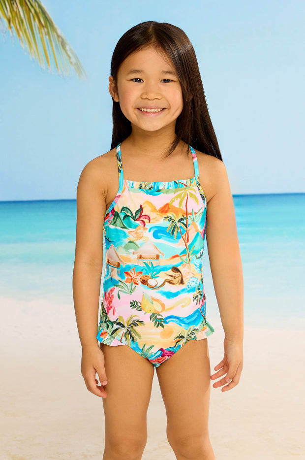 Girls South Pacific Frill One Piece