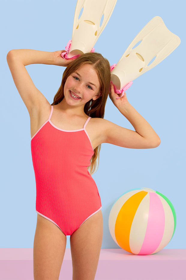 Seafolly Kids シーフォリー 女の子用 スポーツ・アウトドア用品 キッズ 子供用水着 ワンピース Long Sleeve One Piece Swimsuit (Big Kids) - Pink