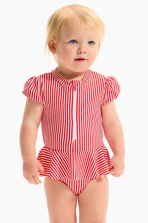 Baby Girls Textured Stripe Peplum Sunsuit