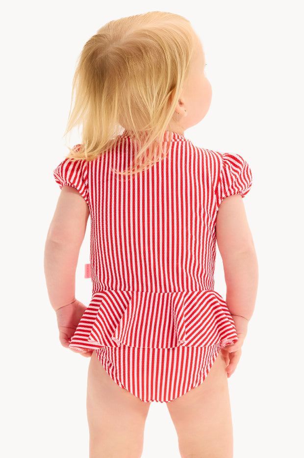 Baby Girls Textured Stripe Peplum Sunsuit
