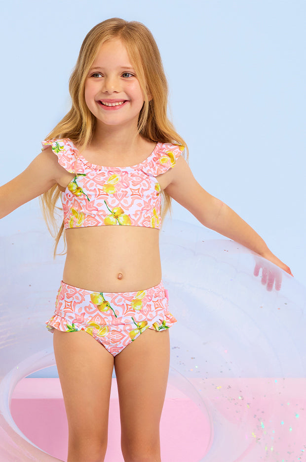 Girls Lemon Tile Crop Set