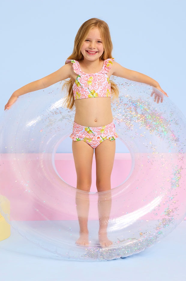 Girls Lemon Tile Crop Set