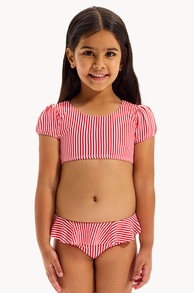 Girls Textured Stripe Tie Crop Set