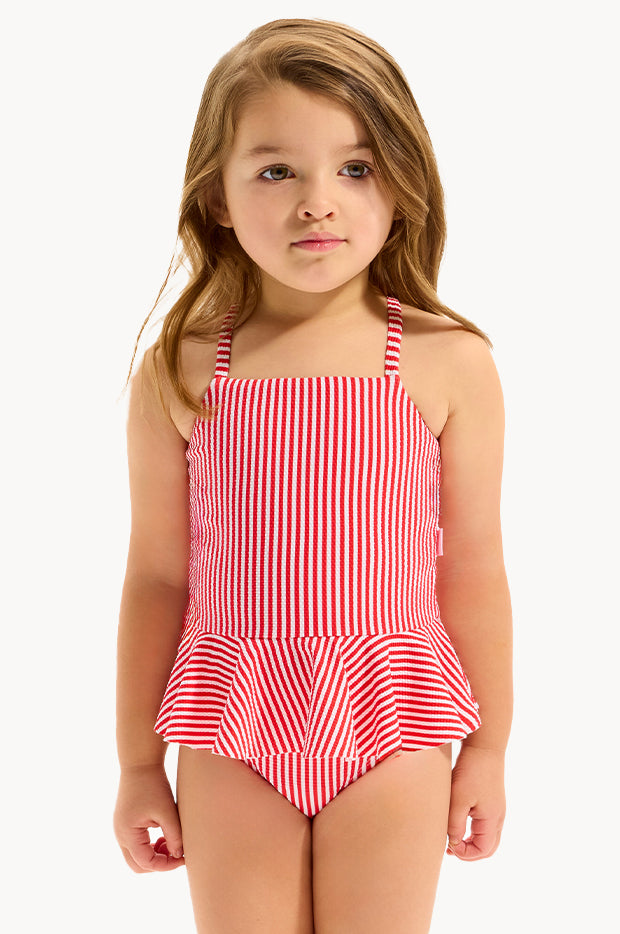 Girls Textured Stripe One Piece